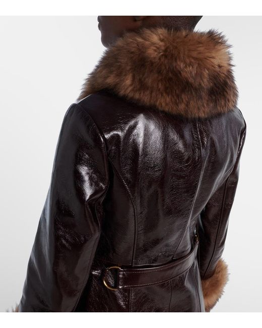 Manteau En Cuir Et Shearling Chloé en coloris Brown