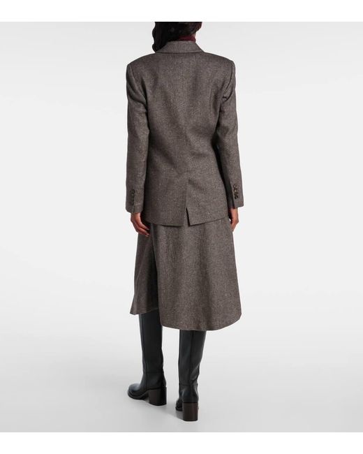 Brunello Cucinelli Gray Wool And Linen-Blend Blazer