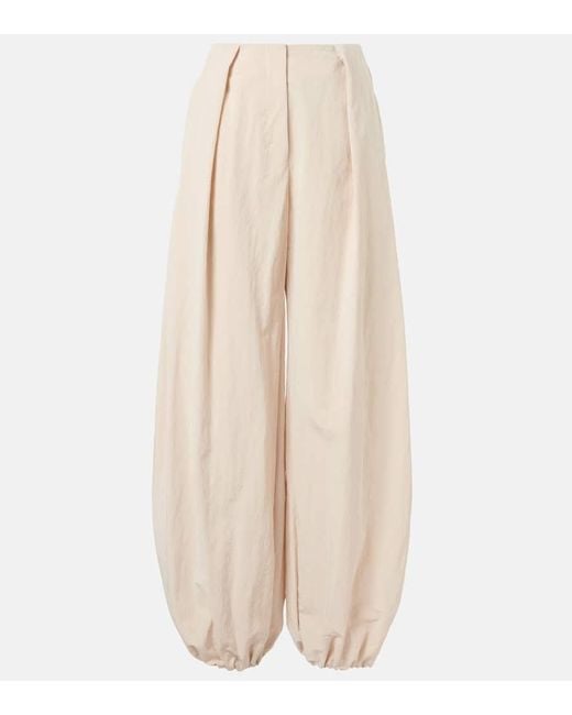 Jacquemus Natural Calisson Pleated Mid-Rise Wide-Leg Pants