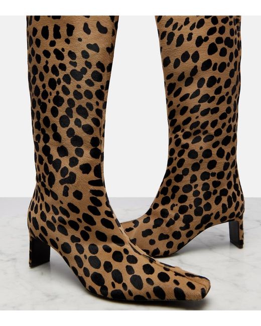 Khaite Brown Ona 55 Calf Hair Knee-High Boots