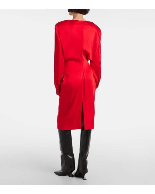 Stella McCartney Red Cowl Neck Satin Midi Dress