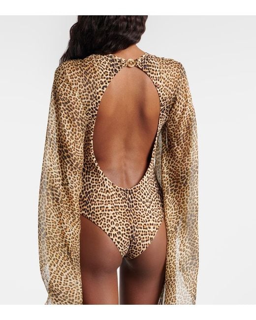 Roberto Cavalli Natural Open-Back Swimsuit