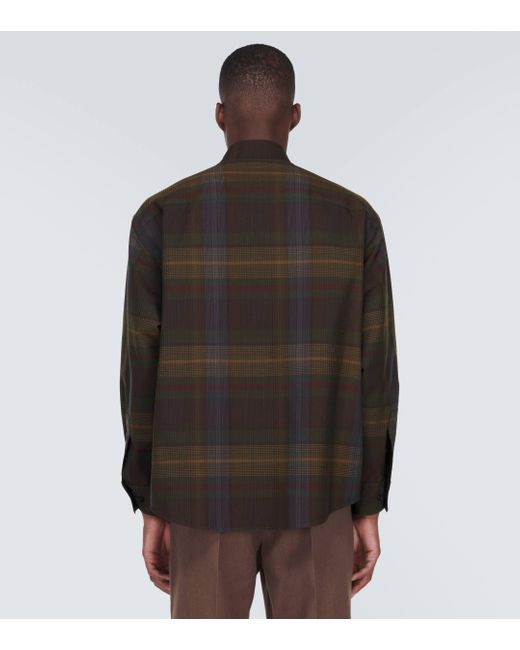 Lemaire Black Checked Wool Shirt for men