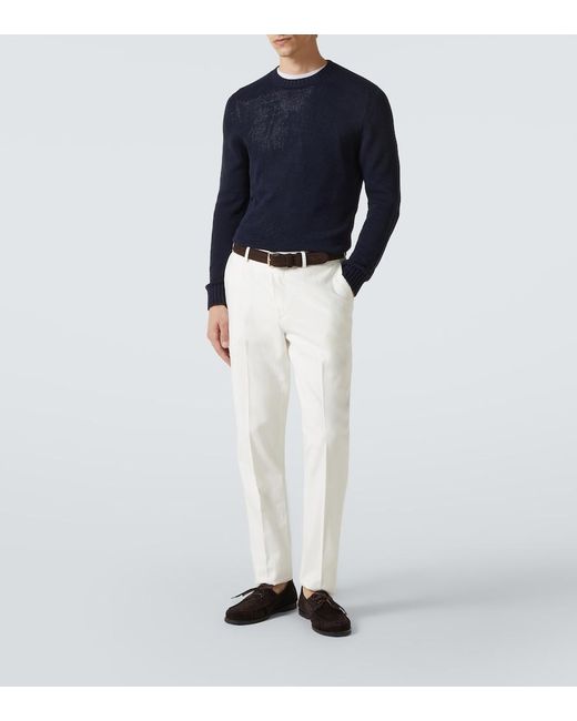 Thom Sweeney Blue Silk Sweater for men