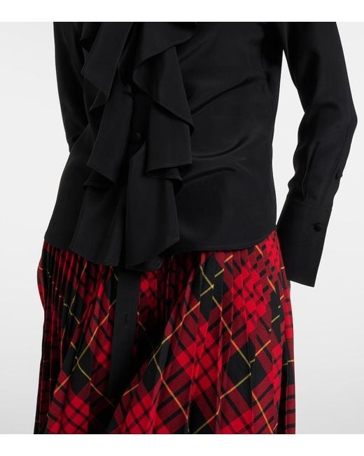 McQueen Black Ruffled Silk Blouse