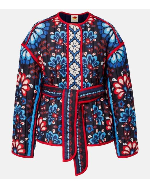 Farm Rio Blue Jacke Latina Scarf Aus Baumwolle