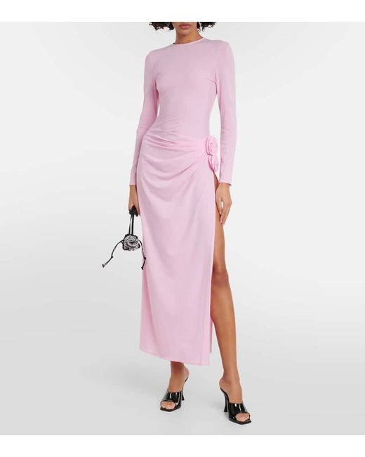 Magda Butrym Pink Maxi Dress With Long Gathered Sleeves