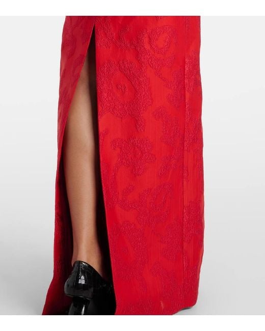 Emilia Wickstead Red Off-Shoulder-Maxikleid Zarith Aus Boucle