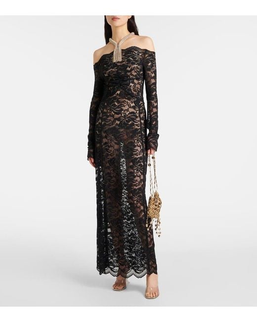 Rabanne Black Floral Lace Maxi Dress