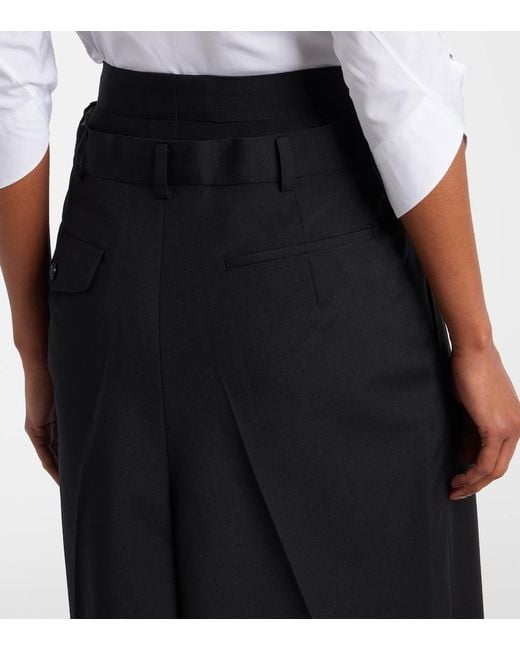 Junya Watanabe Black Pleated Midi Skirt