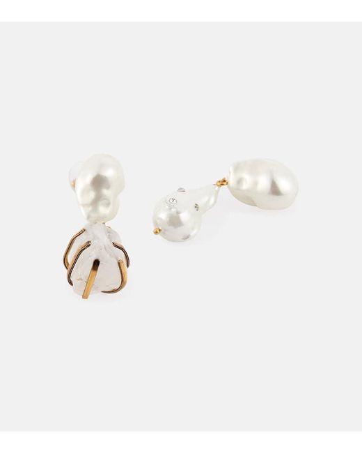 Erdem White Faux Pearl Drop Earrings