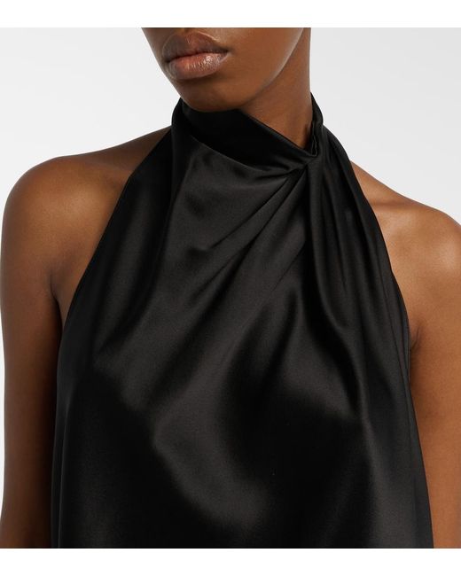 The Sei Black Halterneck Silk Satin Top