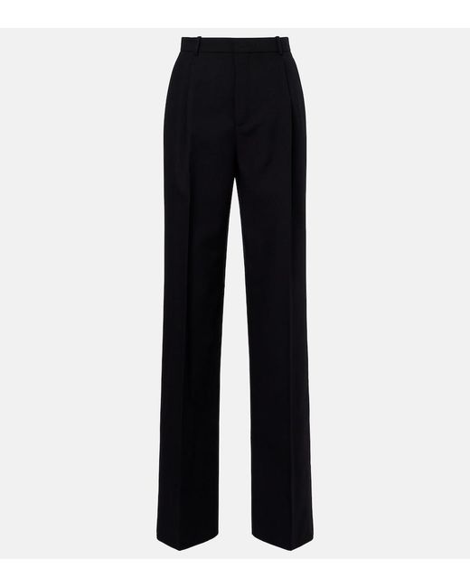 Saint Laurent Blue Mid-Rise Wool Straight Pants