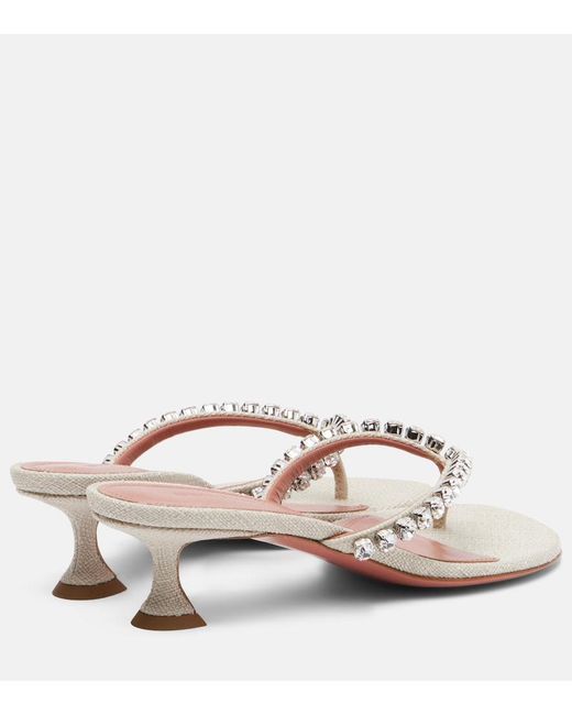 AMINA MUADDI Pink Gigi Embellished Canvas Thong Sandals