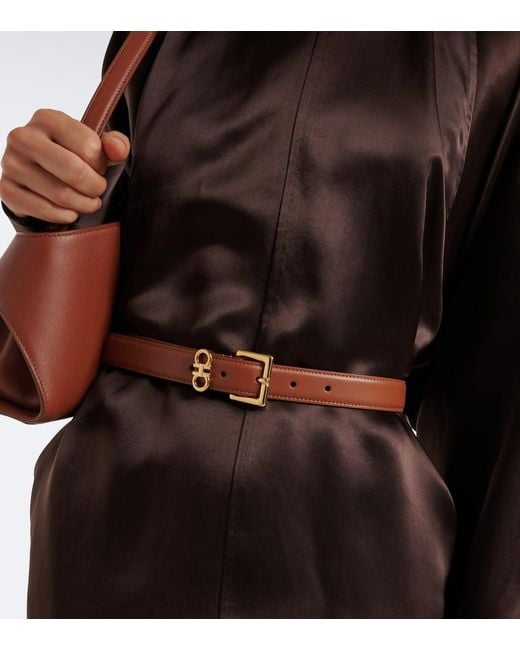 Ferragamo Brown Gancini Leather Belt