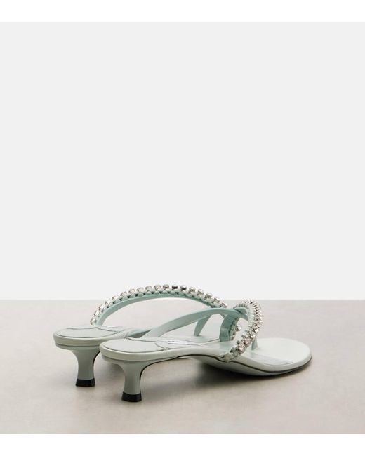Jimmy Choo White Dila 35 Leather And Satin Thong Sandals