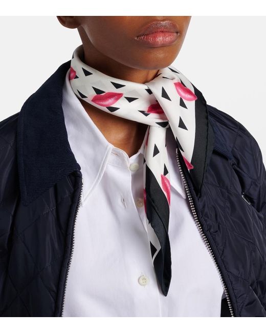 Prada Black Printed Silk Twill Scarf
