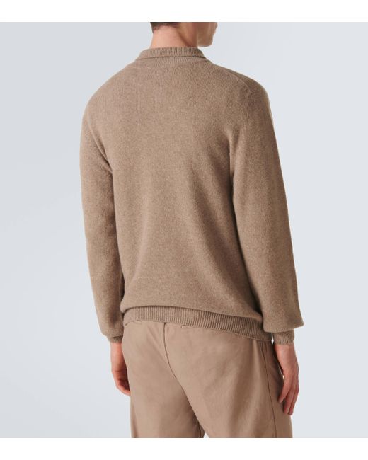 Sunspel Natural Wool Polo Sweater for men