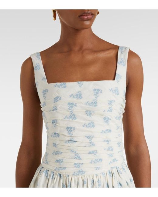 Markarian White Maeve Floral Cotton-Blend Midi Dress