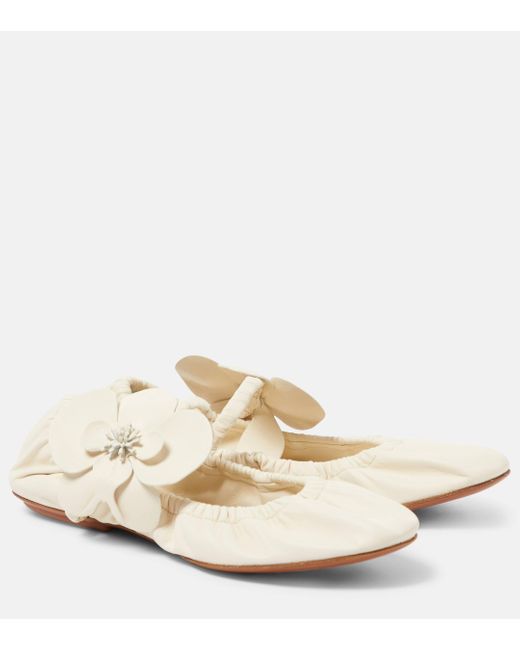 Zimmermann Natural Orchid Leather Ballet Flats
