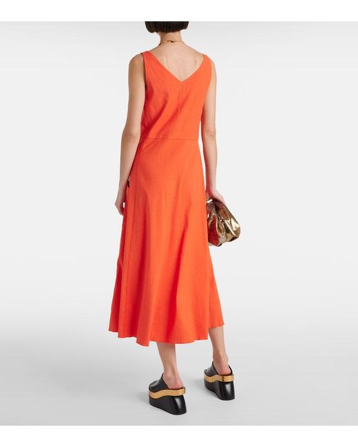 Vince Red Linen-Blend Midi Dress