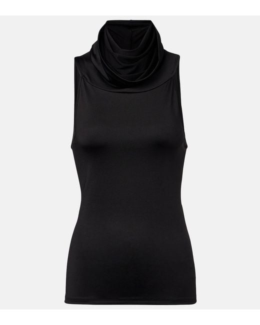 Victoria Beckham Black Draped Jersey Top
