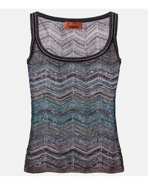 Missoni Gray Top Aus Haekelstrick Mit Pailletten
