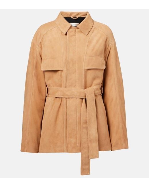 Nour Hammour Brown Zakary Belted Suede Jacket