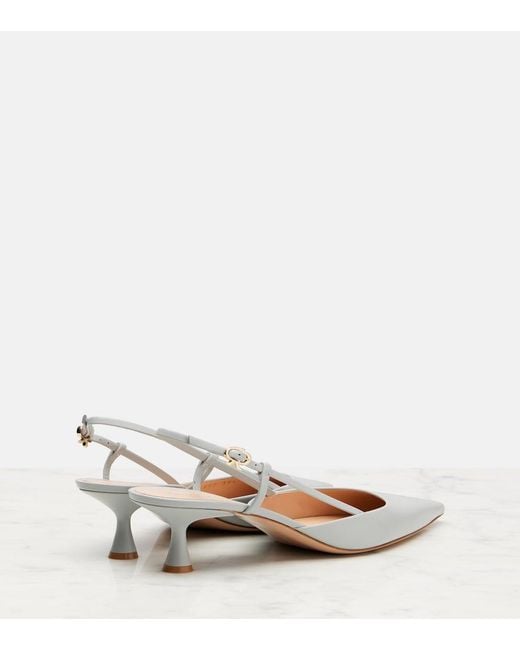 Gianvito Rossi White Ascent 55 Leather Slingback Pumps