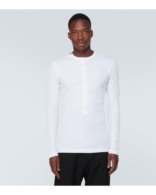 Dolce & Gabbana White Re-Edition Cotton Jersey Henley Shirt for men