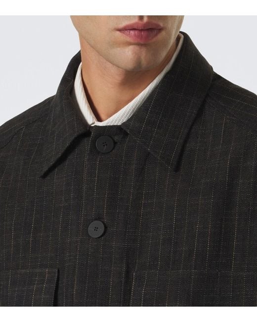 Studio Nicholson Black Kelver Striped Cotton And Wool-Blend Jacket for men