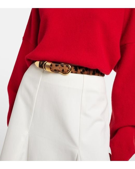 DEHANCHE Natural Hollyhock Leopard-Print Calf Hair Belt