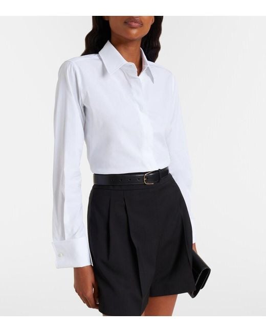 Max Mara White Cotton-Blend Poplin Shirt