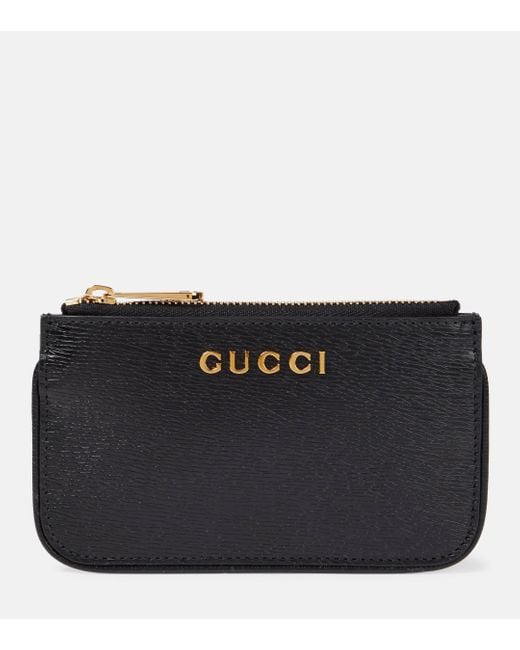 Porte-cartes en cuir a logo Gucci en coloris Black