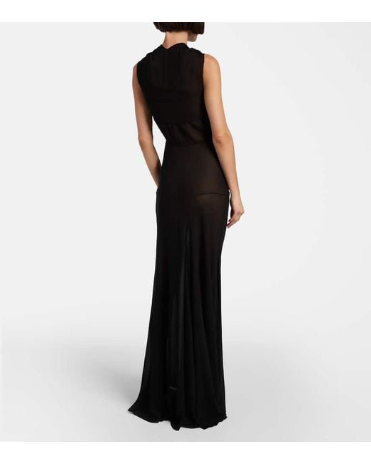 Alaïa Black Cutout Ruffled Jersey Gown