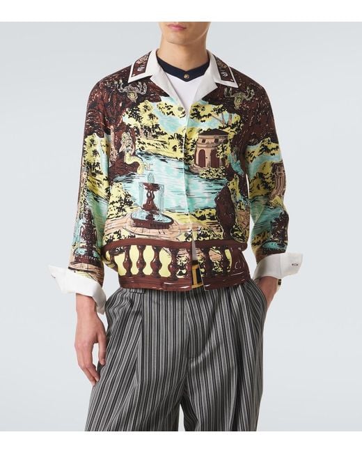 Versace Multicolor Printed Silk Shirt for men