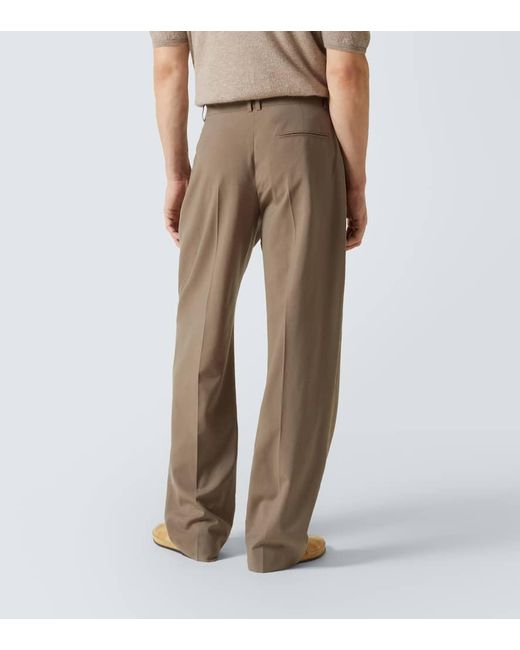 The Row Mikeno Wool Wide-Leg Pants in Natural for Men | Lyst