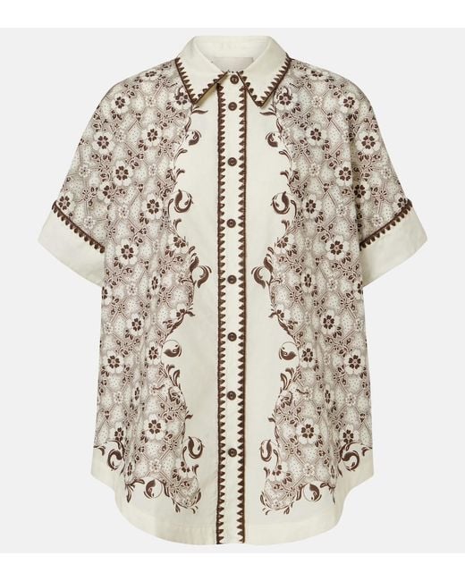 ALÉMAIS White Printed Cotton And Silk Bowling Shirt