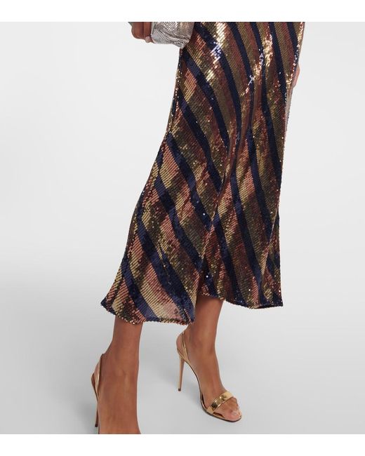 Rixo Multicolor Sequined Halterneck Open-Back Gown
