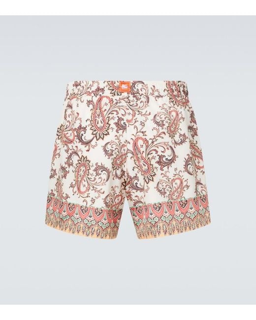Etro Pink Paisley Swim Trunks for men