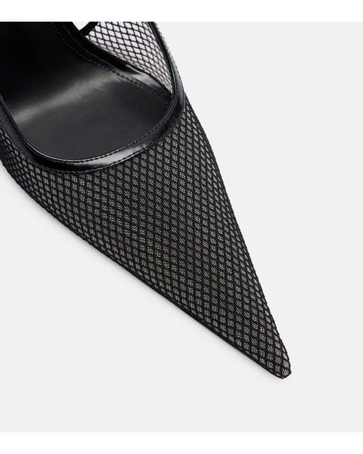 Victoria Beckham Black Leather-Trimmed Mesh Slingback Pumps