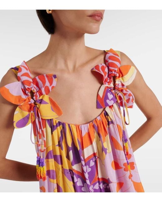 Farm Rio Red Lee Floral Cotton-Blend Maxi Dress