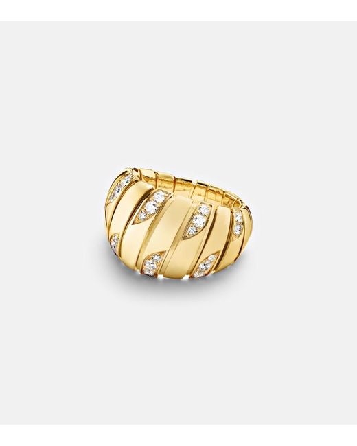 BVLGARI Metallic Tubogas 18Kt Ring With Diamonds