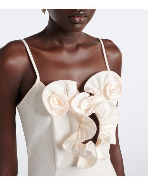 Magda Butrym Natural Floral-Applique Cotton Minidress