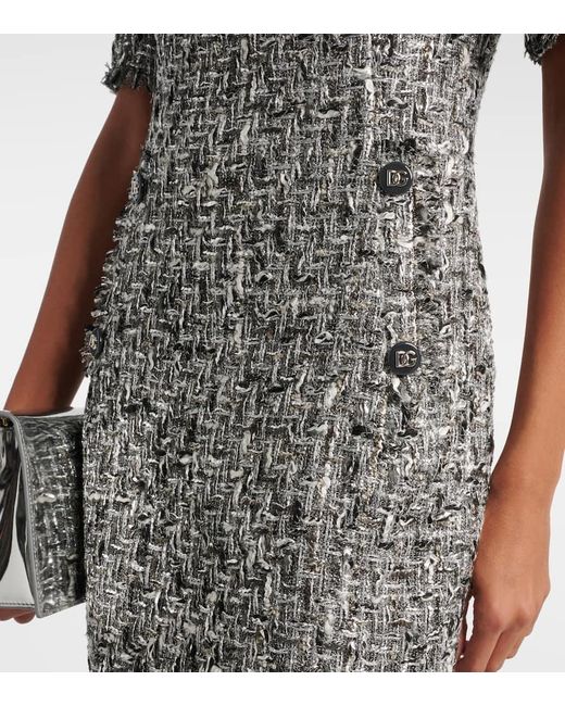 Dolce & Gabbana Gray Minikleid Dg Aus Boucle