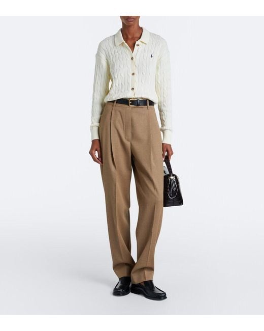 Polo Ralph Lauren White Cable-Knit Cotton Cardigan
