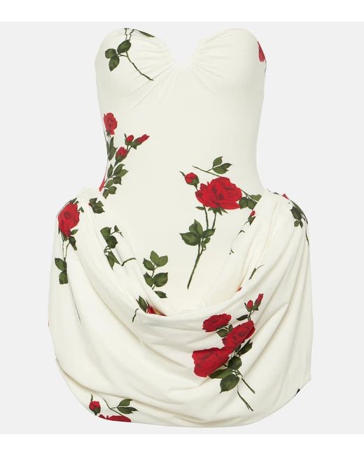 Vestido corse drapeado floral Magda Butrym de color White