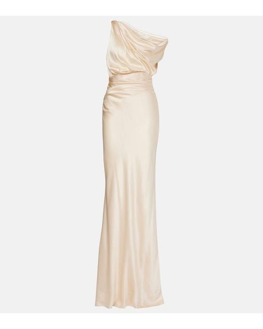 The Sei Natural Draped Silk Satin Gown