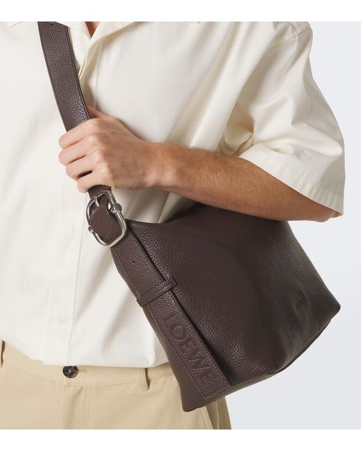 Loewe Brown Loop Medium Leather Shoulder Bag for men