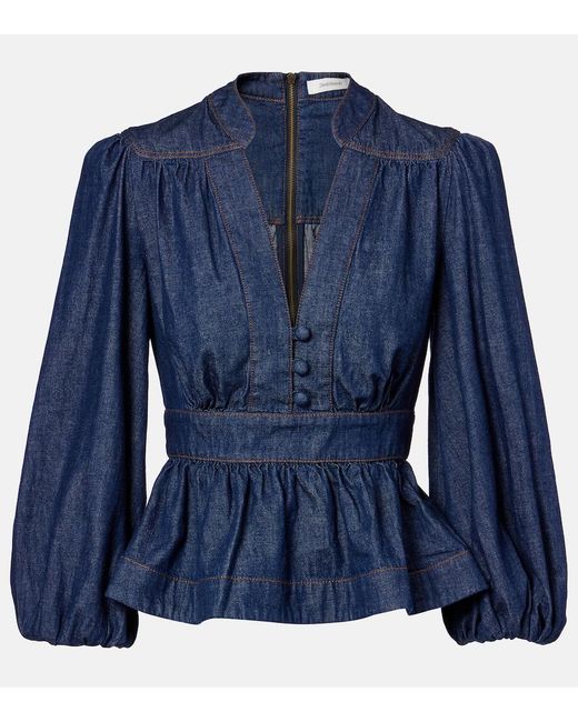 Zimmermann Blue Awaken Denim Blouse